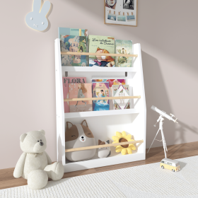 3 Tier Kids Book Shelf,Kids Book Rack, Helps Keep Bedrooms, Playrooms, and Classrooms Organized (Material: MDF, Color: White)