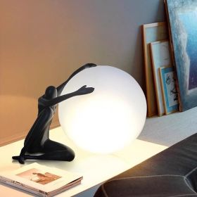 Orb Modern Sculpture Lamp, Bedside Lamp, Resin Art Decor, Table Decorations for living room, bedroom (Color: Black)