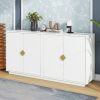 Modern Functional Large Storage Space Sideboard with Wooden Triangular Handles and Adjustable Shelves for Living Room and Dining Room