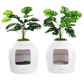 VEVOR Odor-Free Plant Cat Litter Box Hidden Cat Litter Box with Artificial Plant (Style: Original Essentials Kit-2 Pcs)