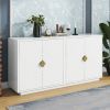 Modern Functional Large Storage Space Sideboard with Wooden Triangular Handles and Adjustable Shelves for Living Room and Dining Room