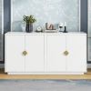 Modern Functional Large Storage Space Sideboard with Wooden Triangular Handles and Adjustable Shelves for Living Room and Dining Room