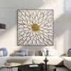 Handmade Oil Painting Original Blooming Flower Oil Painting on Canvas Textured Wall Art Abstract Gold Art Custom Gold Foil Painting Living Room Wall D