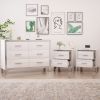 3-Pieces Sets,Dresser and Two Nightstands with Metal Handles and Mirror Decoration, Elegant