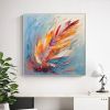 Handmade Oil Painting Original Abstract Feather Oil Painting on Canvas Large Wall Art Yellow Texture Painting Minimalist Art Custom Living Room Decor