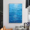 Hand Painted Oil Painting Abstract Water Surface Oil Painting on Canvas Original Seascape Painting Rain Scene Wall Decor Bedroom Home Decor Large Blue