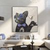 Handmade Oil Painting Custom Abstract French Bulldog Oil Painting on Canvas Original Funny Pet Painting Modern Living room Wall Decor Modern Cute Dog